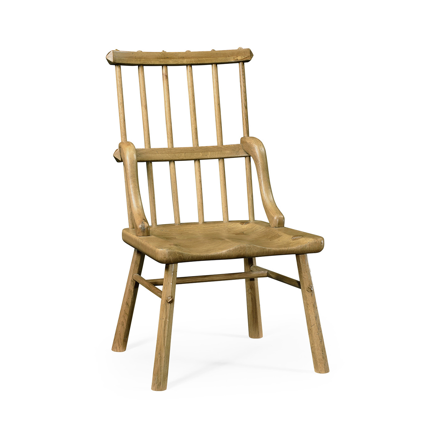 Rustic Natural Oak Country Side Chair with a Plank Seat