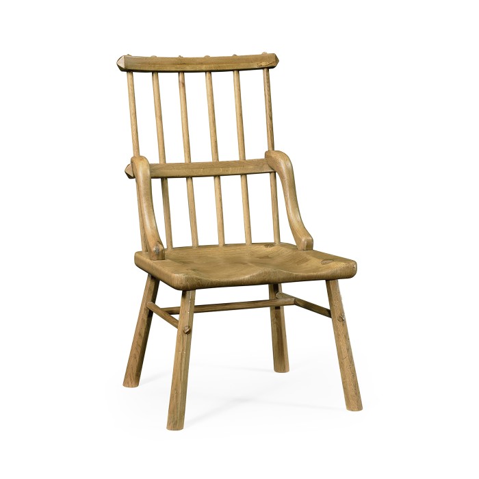 Rustic Natural Oak Country Side Chair with a Plank Seat