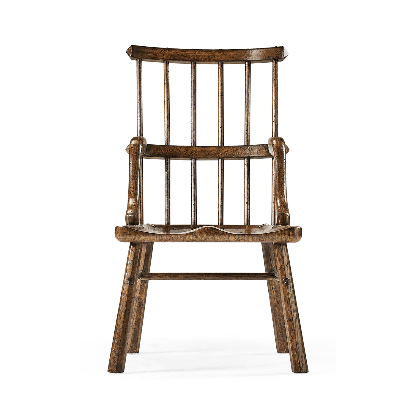 Rustic Dark Oak Country Side Chair with a Plank Seat