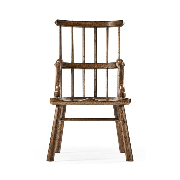 Rustic Dark Oak Country Side Chair with a Plank Seat