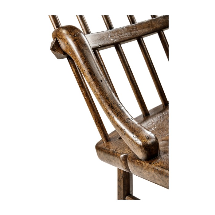 Rustic Dark Oak Country Side Chair with a Plank Seat