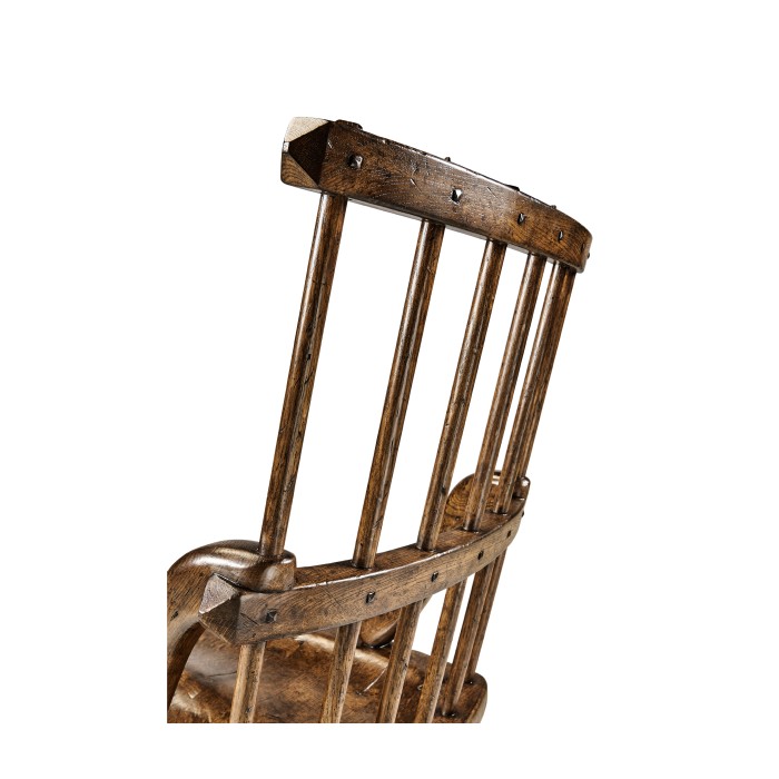 Rustic Dark Oak Country Side Chair with a Plank Seat