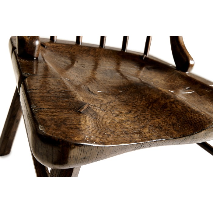 Rustic Dark Oak Country Side Chair with a Plank Seat