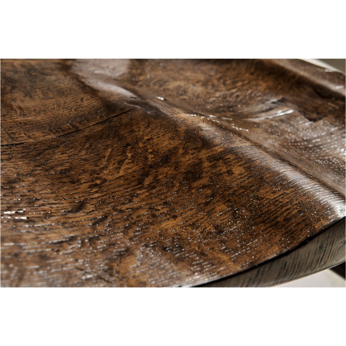 Rustic Dark Oak Country Side Chair with a Plank Seat