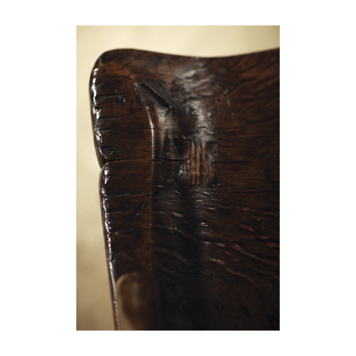 Rustic Dark Oak Country Side Chair with a Plank Seat