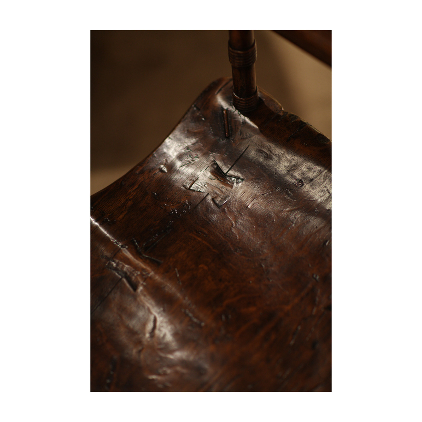 Rustic Dark Oak Country Side Chair with a Plank Seat