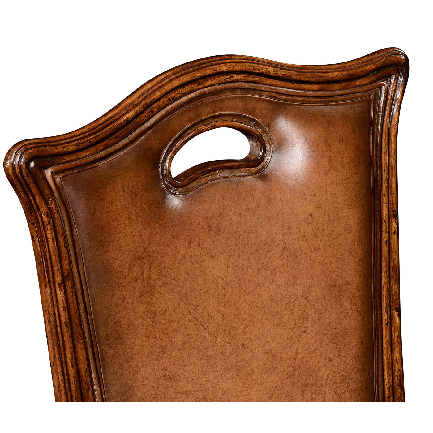 Chippendale country side chair leather upholstery with medium antique chestnut leather