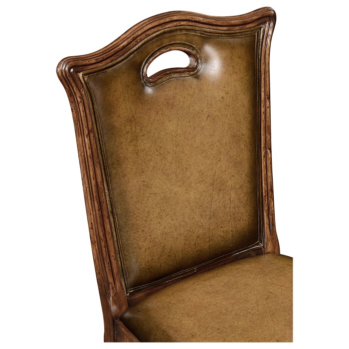 Chippendale country side chair leather upholstery with medium antique chestnut leather