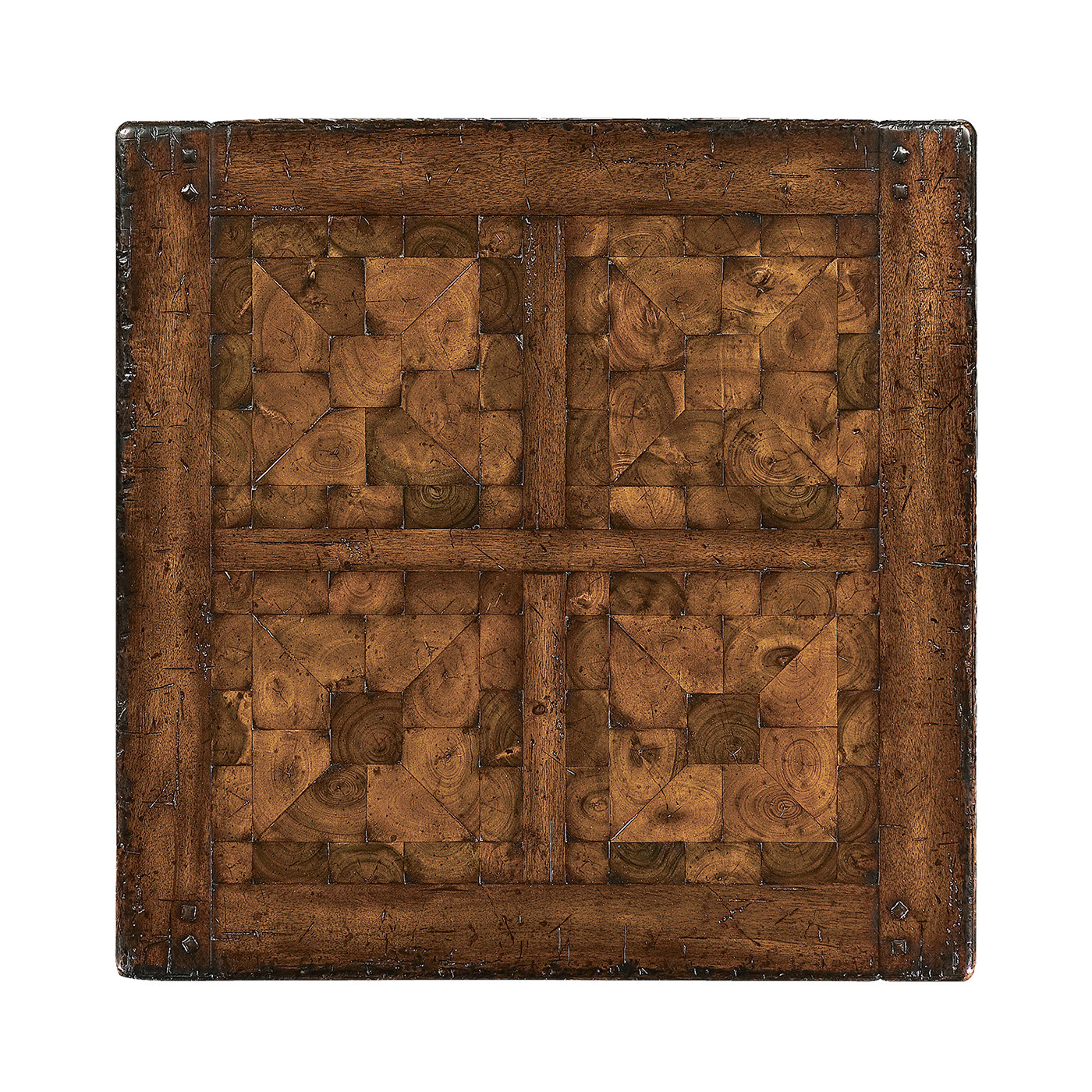 Walnut Square Oyster Parquet Side Table