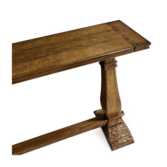 Large Figured Walnut Narrow Refectory Console