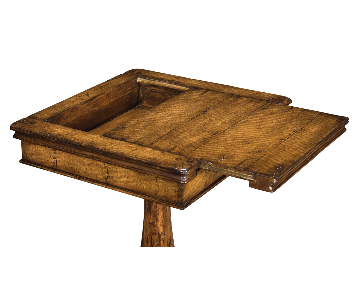 Walnut box on stand heavy distress
