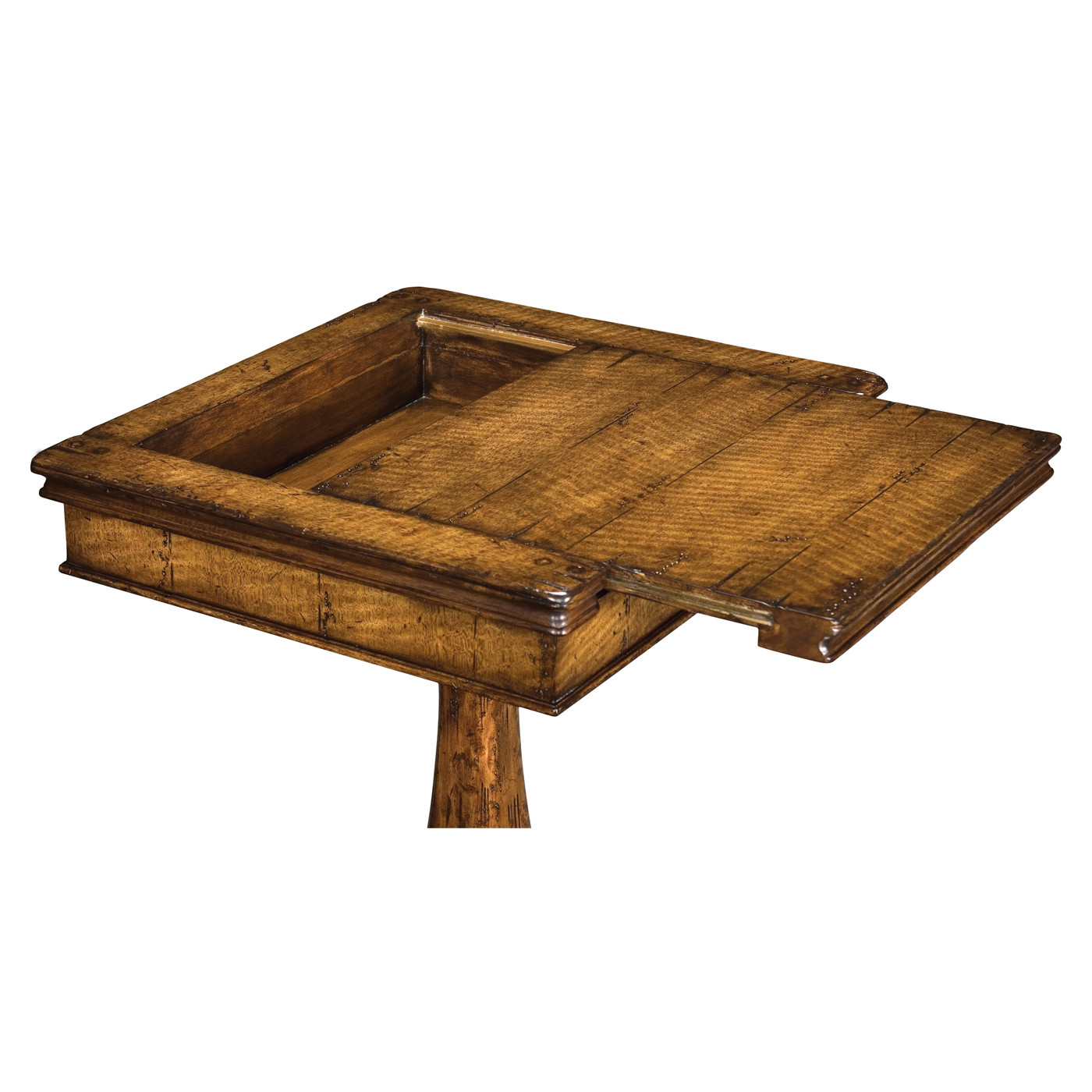 Walnut box on stand heavy distress