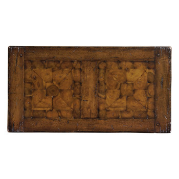 Rectangular oyster parquet side table