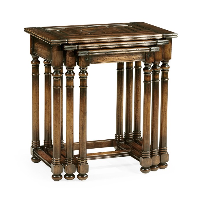 Nest of Three Golden Ale Tables
