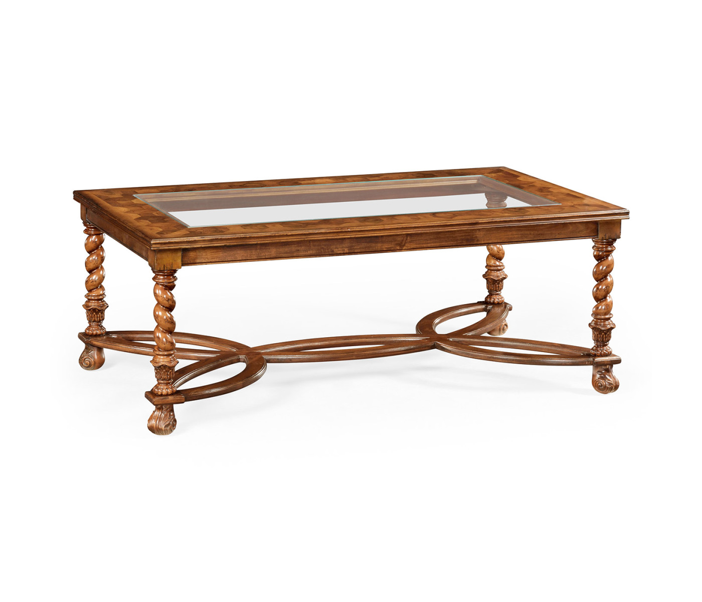 Oyster Coffee Table with a plain glass top