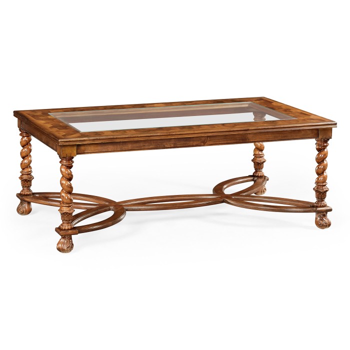 Oyster Coffee Table with a plain glass top