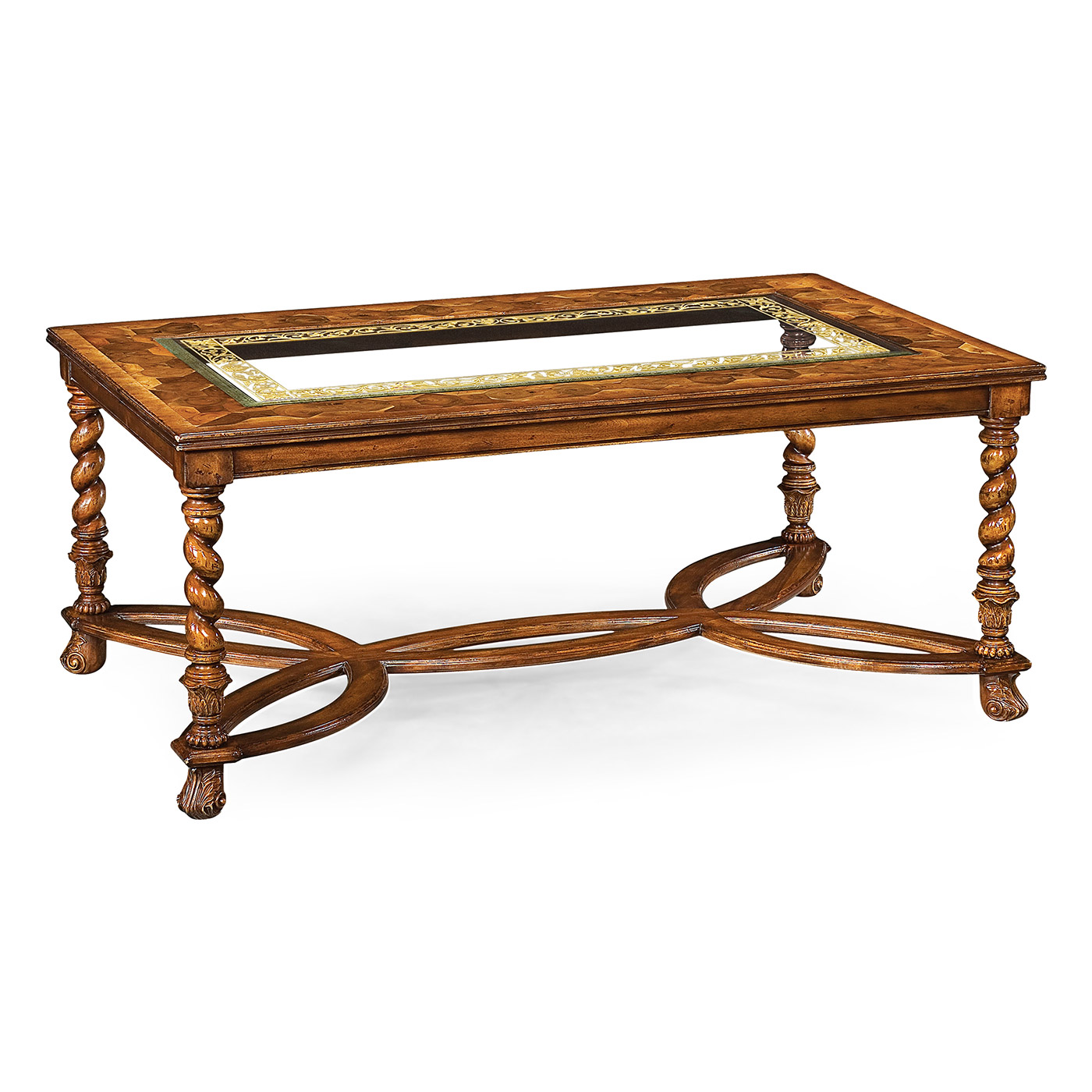 Rectangular oyster & églomisé coffee table