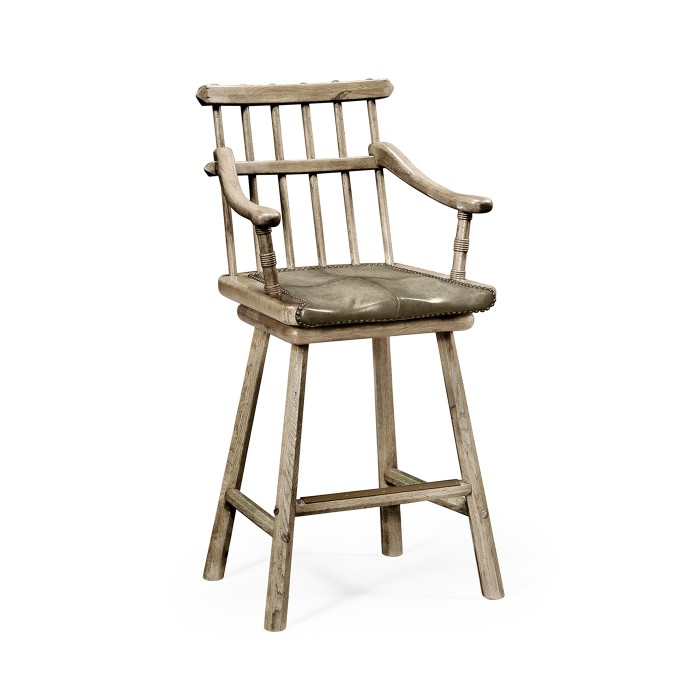 Rustic Grey Oak Arm Bar Stool