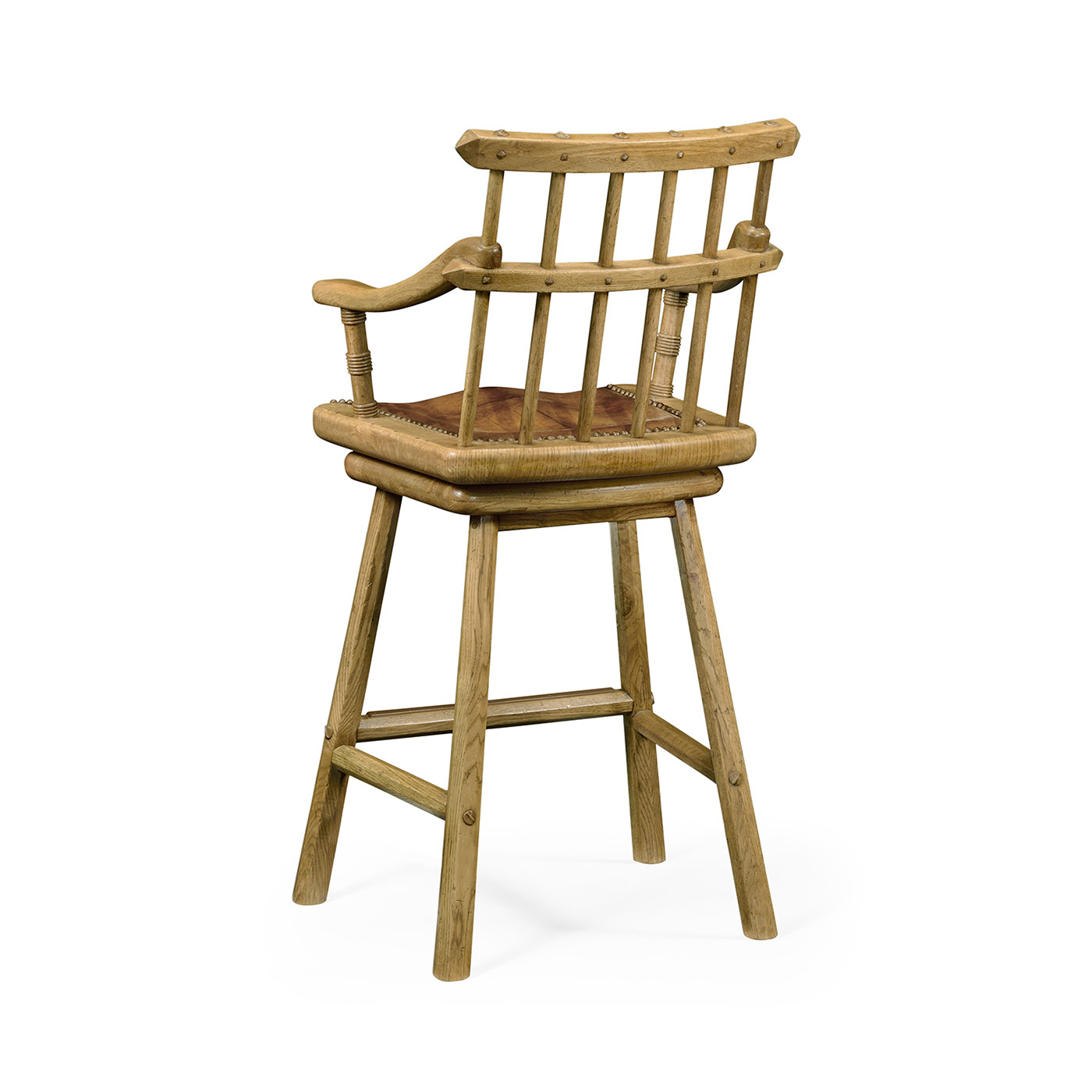 Rustic Natural Oak Arm Bar Stool