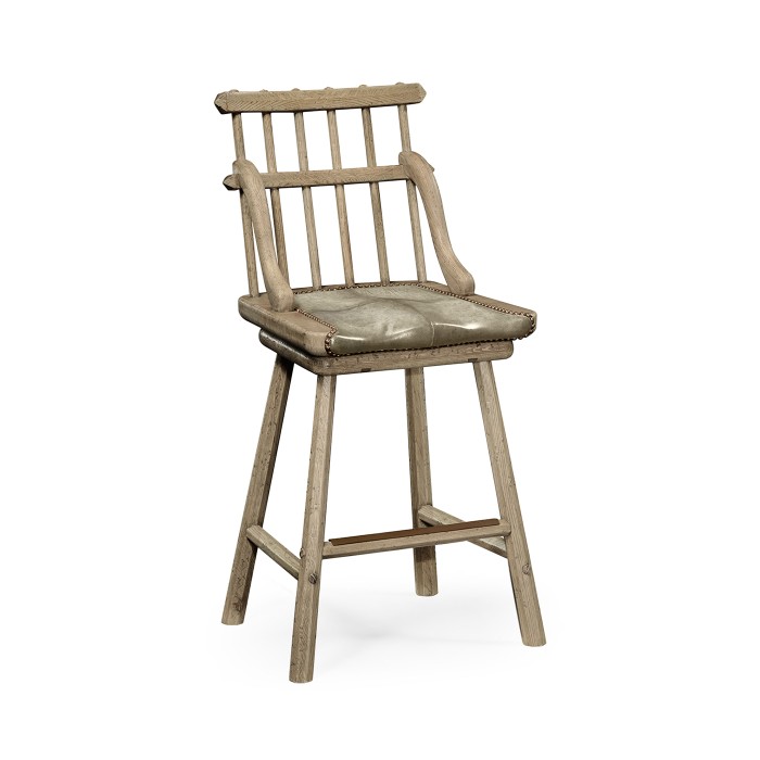 Rustic Grey Oak Side Bar Stool