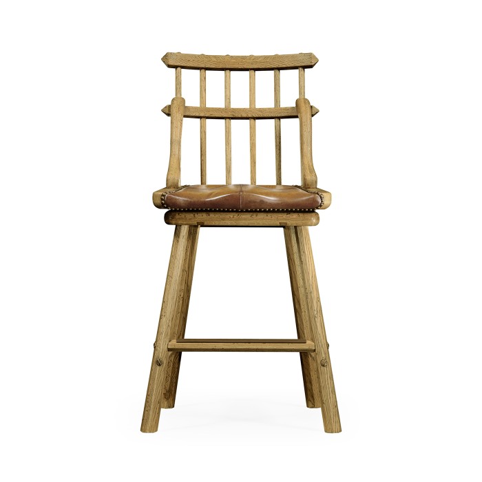 Rustic Natural Oak Side Bar Stool