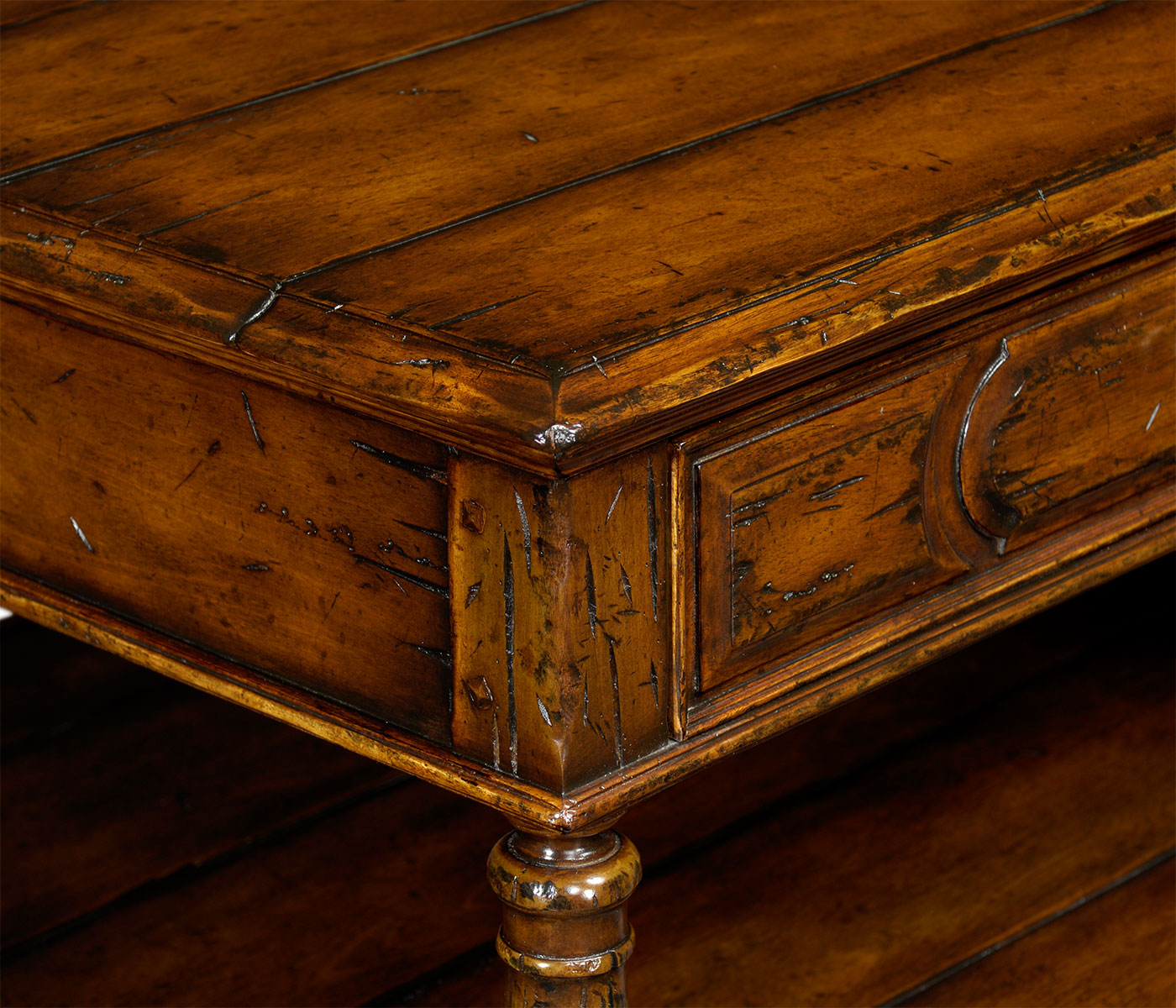 Planked walnut coffee table