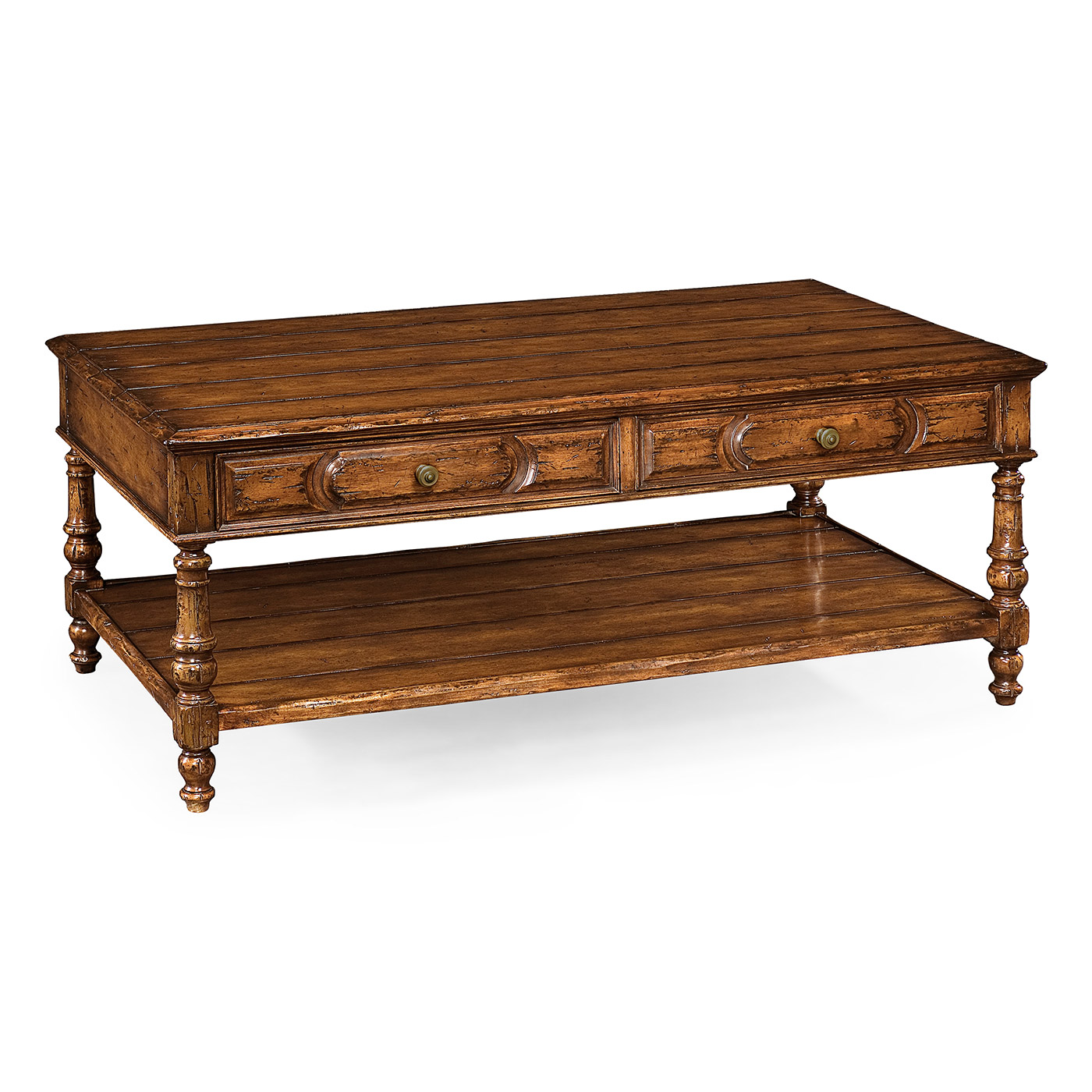 Planked walnut coffee table