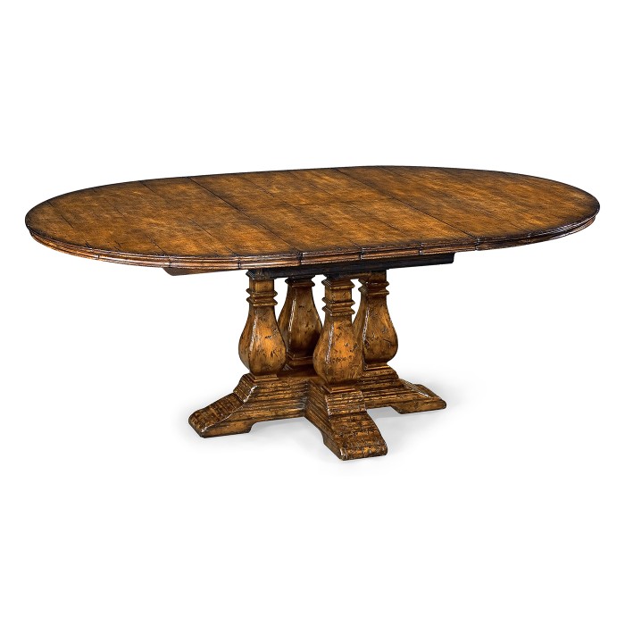 Country Walnut Round Extending Dining Table 54