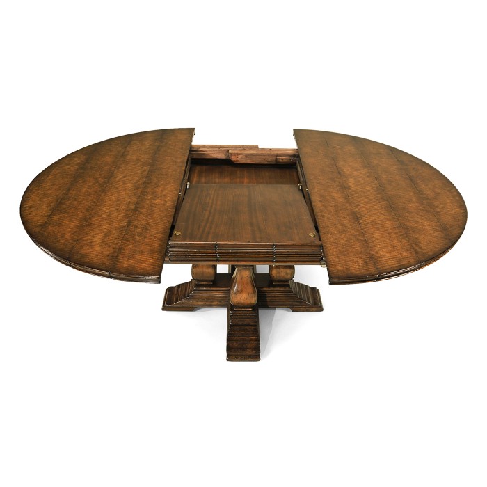 Country Walnut Round Extending Dining Table 60