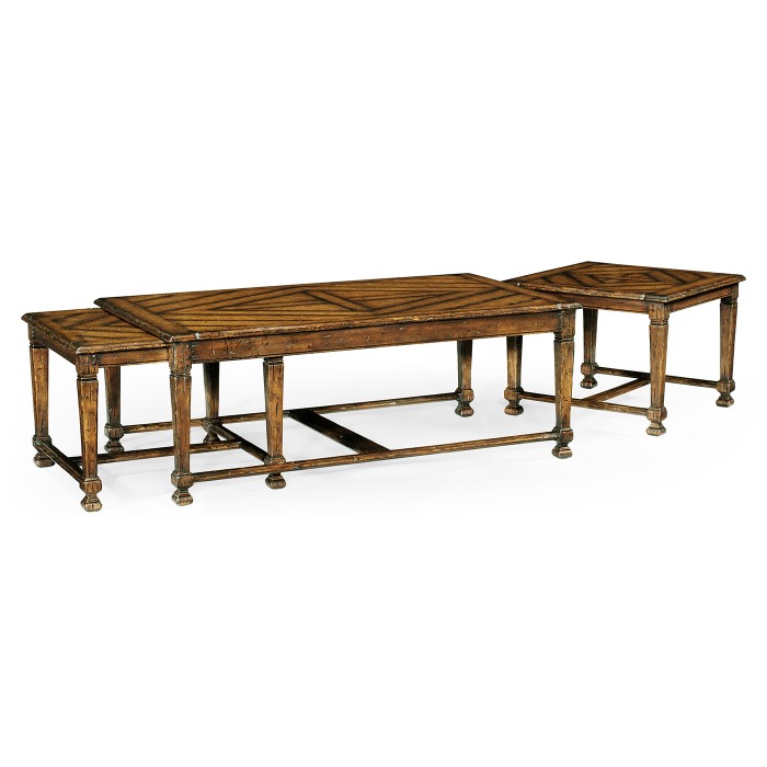 Rustic walnut nesting coffee table