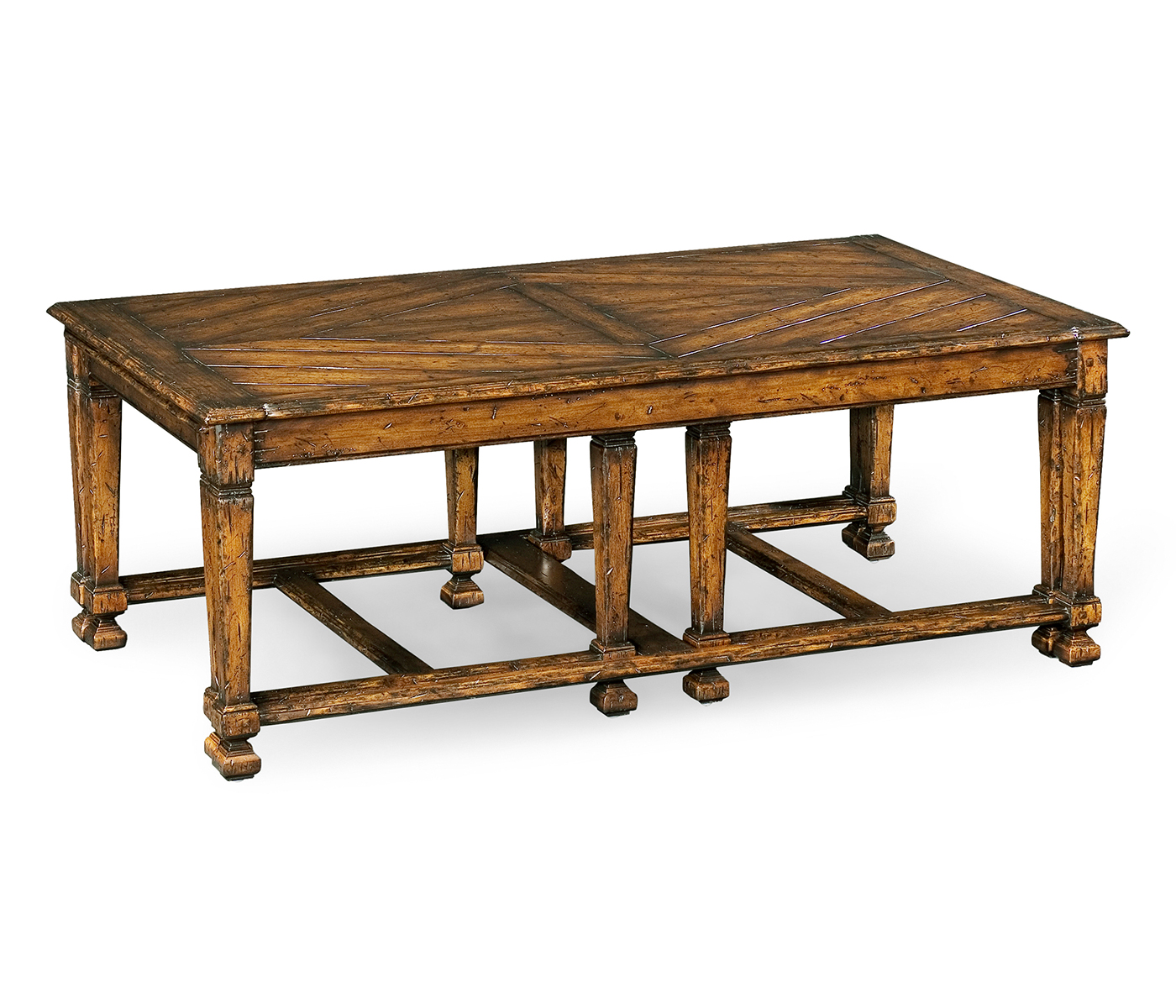 Rustic walnut nesting coffee table