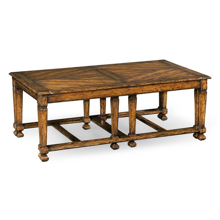 Rustic walnut nesting coffee table