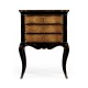 French Style Black Painted & Cherry Bedside Chest
