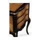 French Style Black Painted & Cherry Bedside Chest