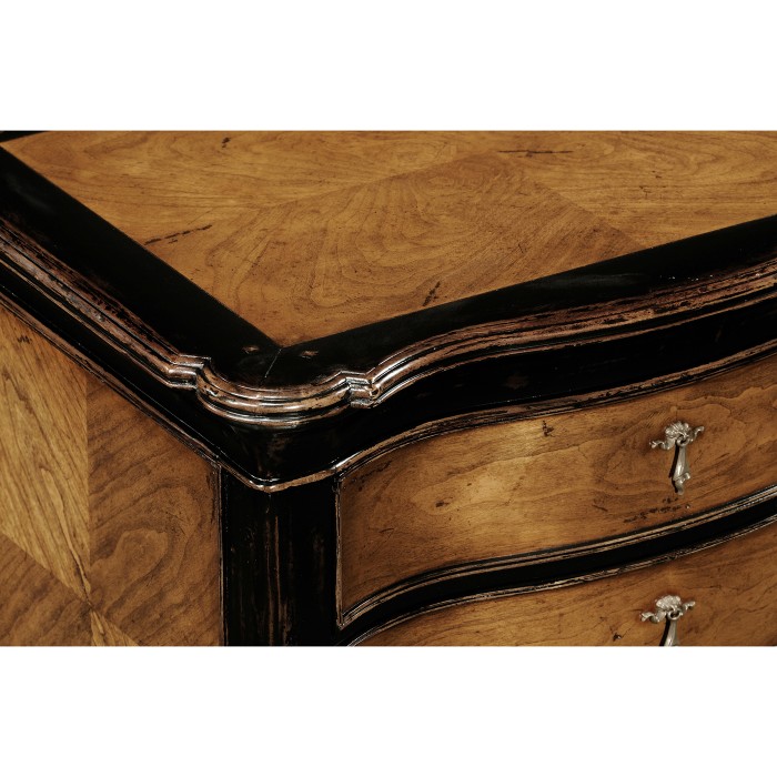 French Style Black Painted & Cherry Bedside Chest