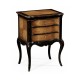 French Style Black Painted & Cherry Bedside Chest