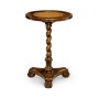 Oyster round lamp table leather inset top