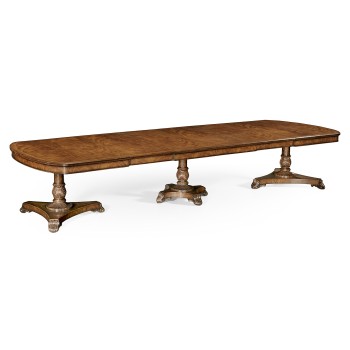 Triple Walnut Pedestal Dining Table 116