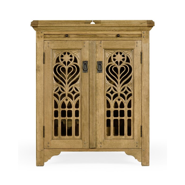 Gothic Natural Oak Wine Cabinet Small