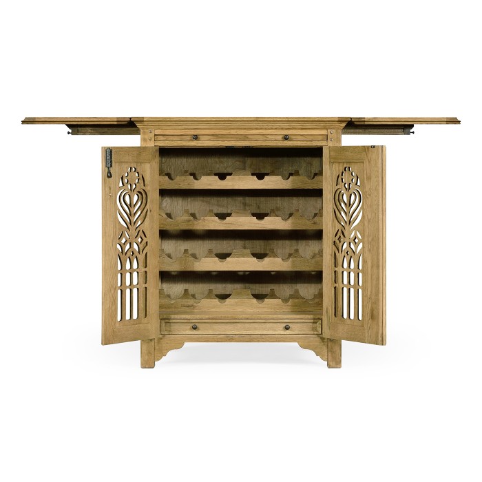 Gothic Natural Oak Wine Cabinet Small