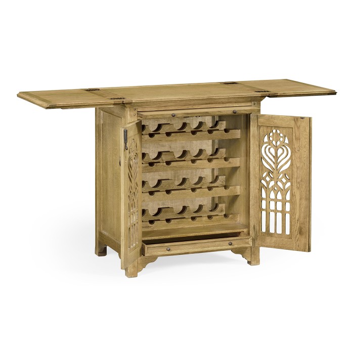 Gothic Natural Oak Wine Cabinet Small