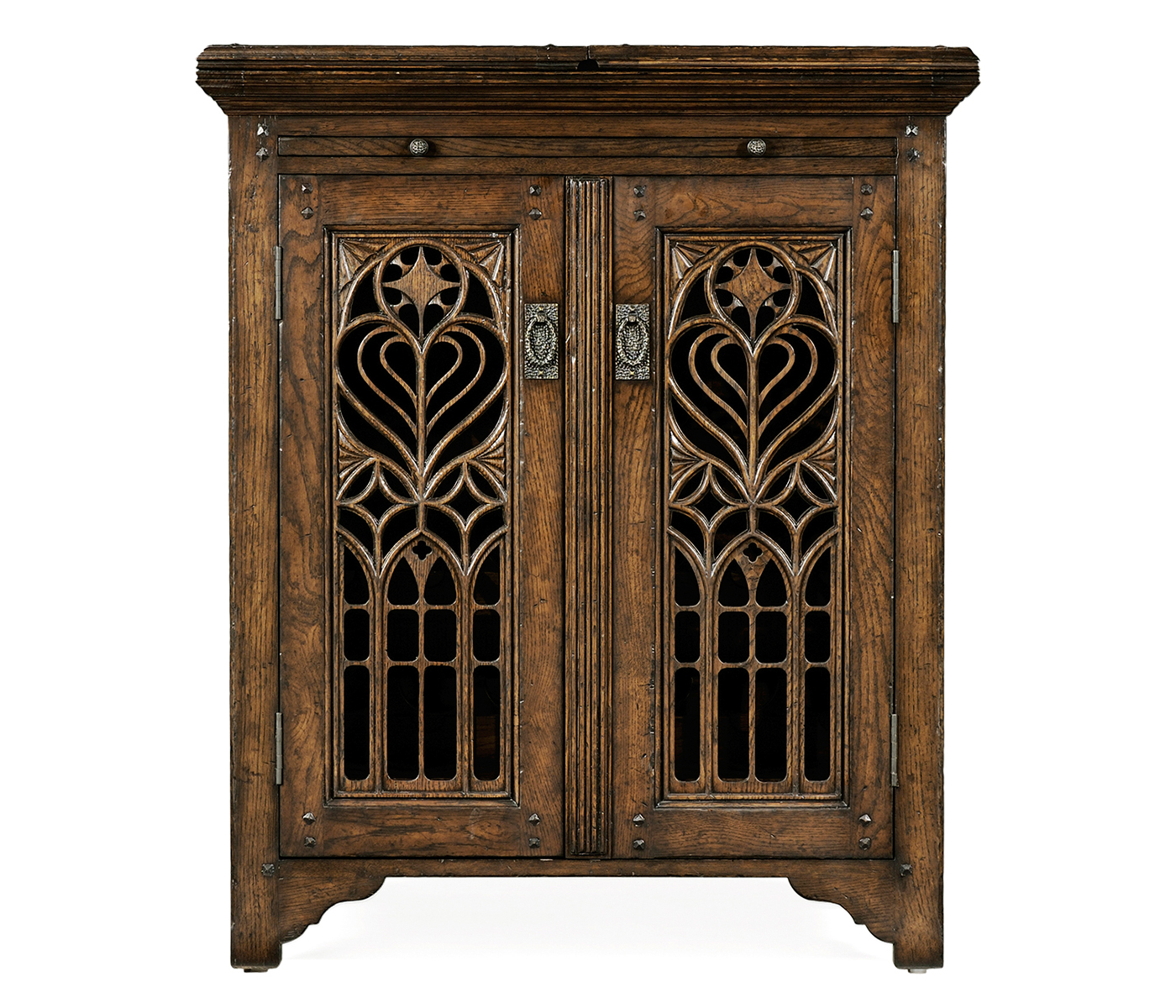 Gothic Dark Oak Wine Cabinet Small