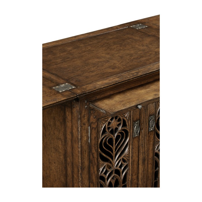 Gothic Dark Oak Wine Cabinet Small