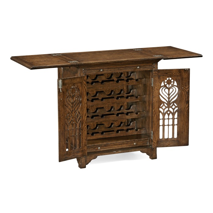 Gothic Dark Oak Wine Cabinet Small