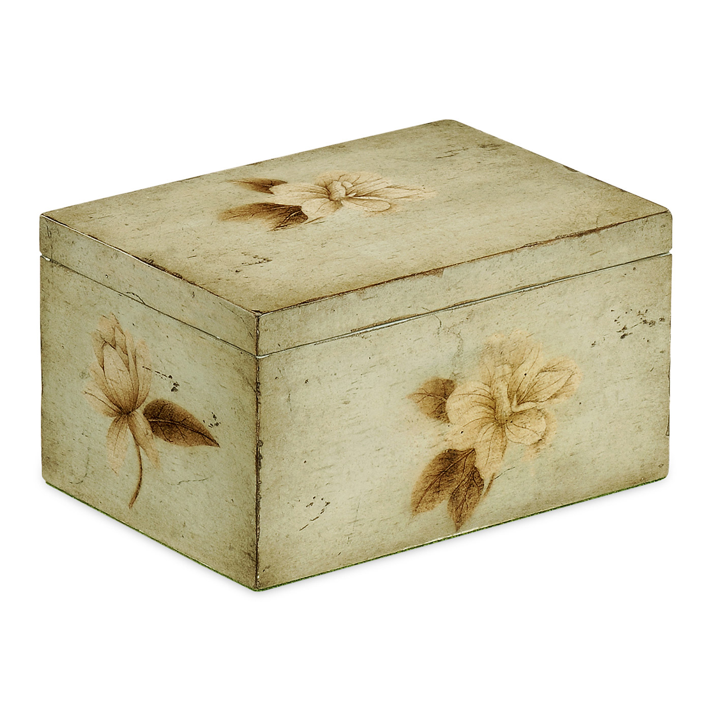 Drinks Coasters Box with Painted Floral Design