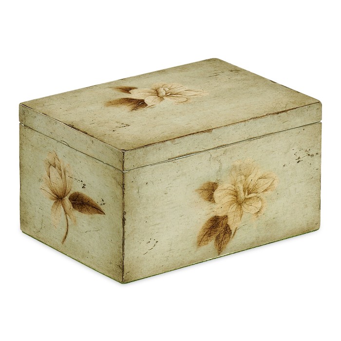Drinks Coasters Box with Painted Floral Design