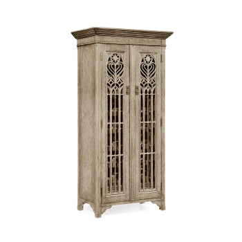Tall Gothic Grey Oak Wine Cabinet