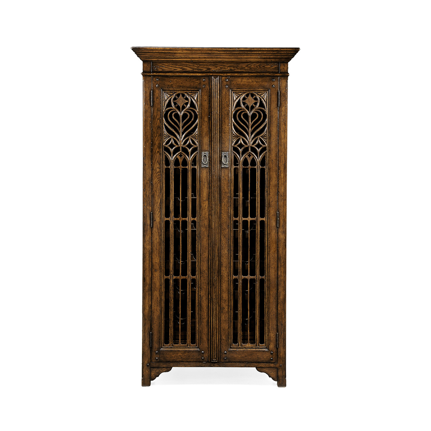 Tall Gothic Dark Oak Wine Cabinet