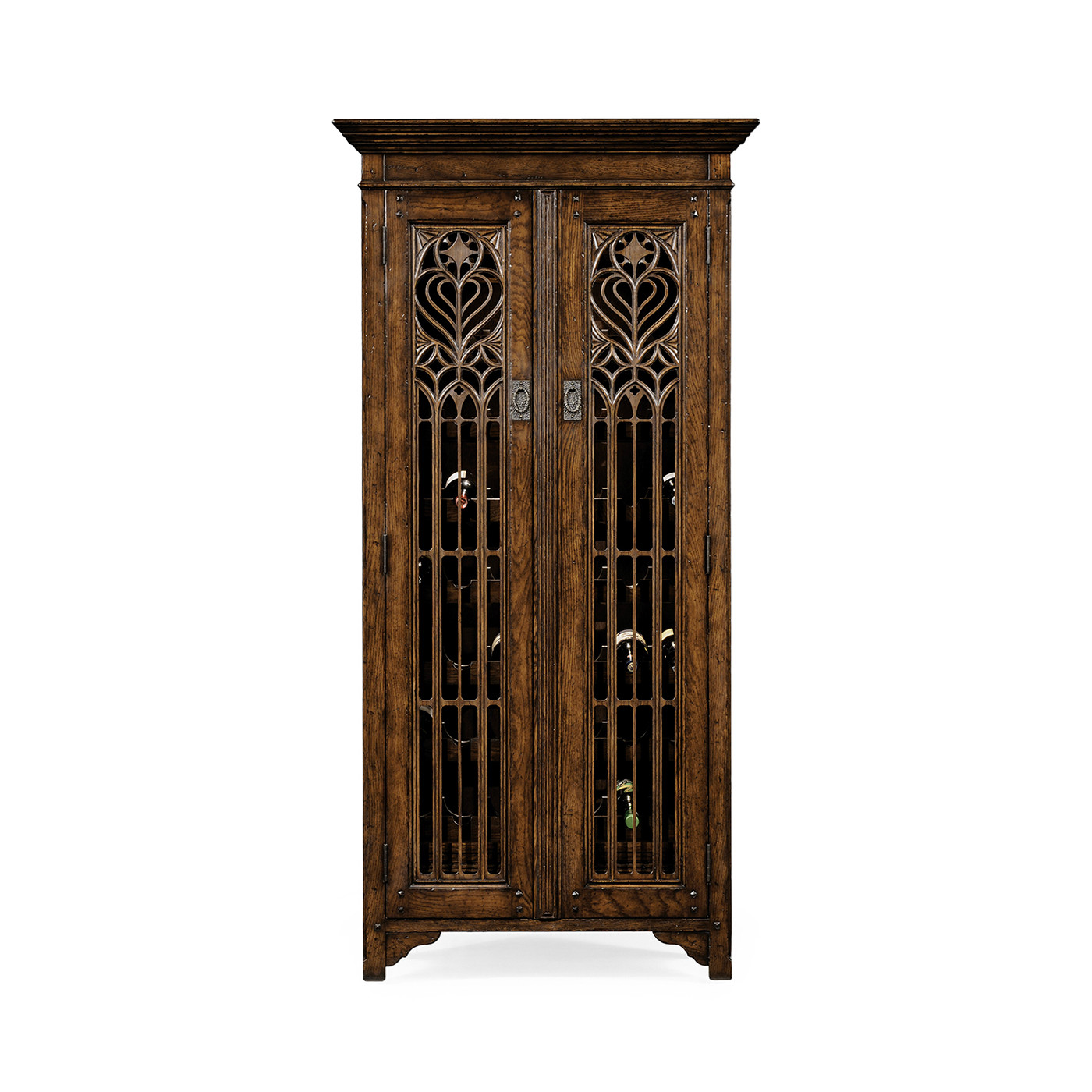 Tall Gothic Dark Oak Wine Cabinet