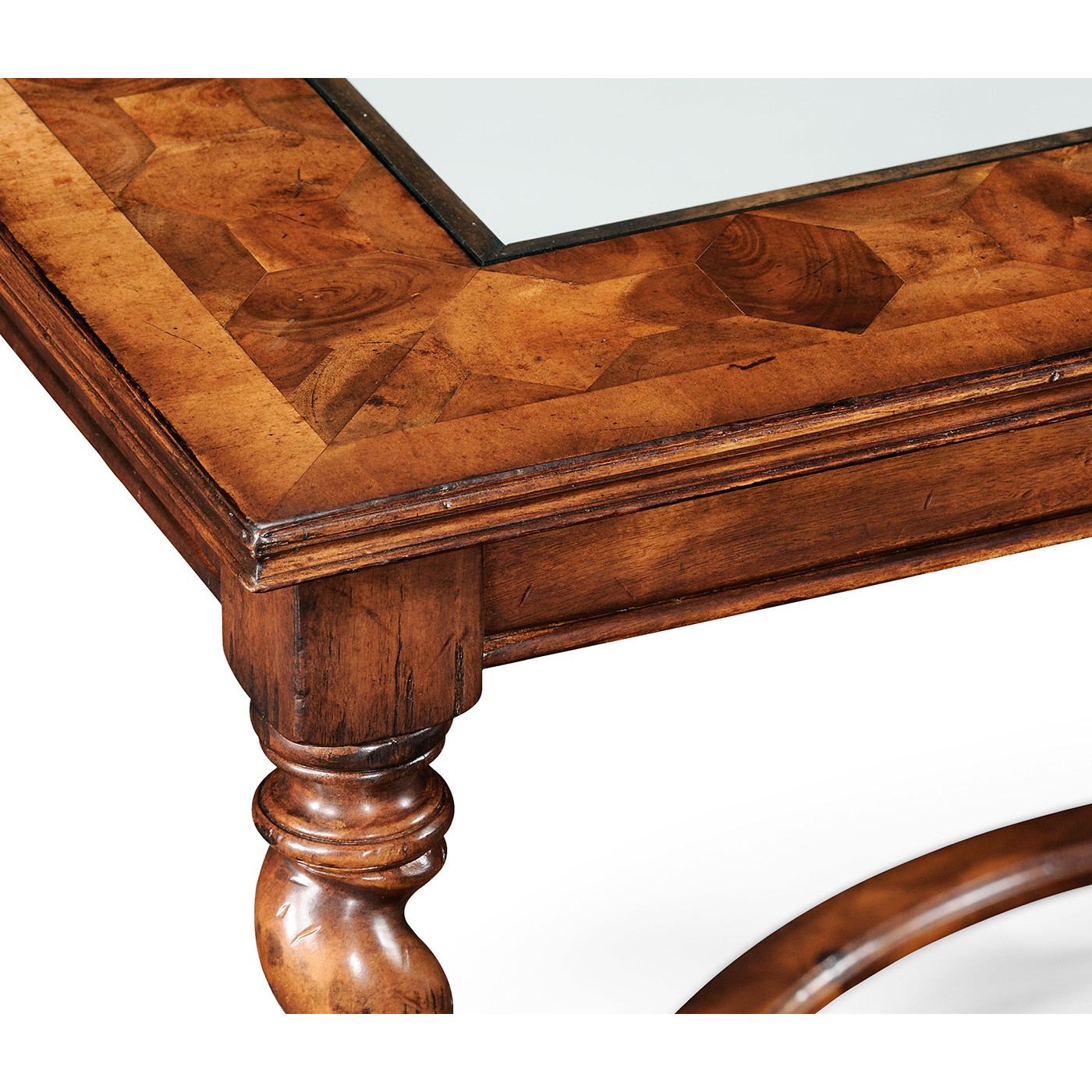 Oyster & plain glass side table